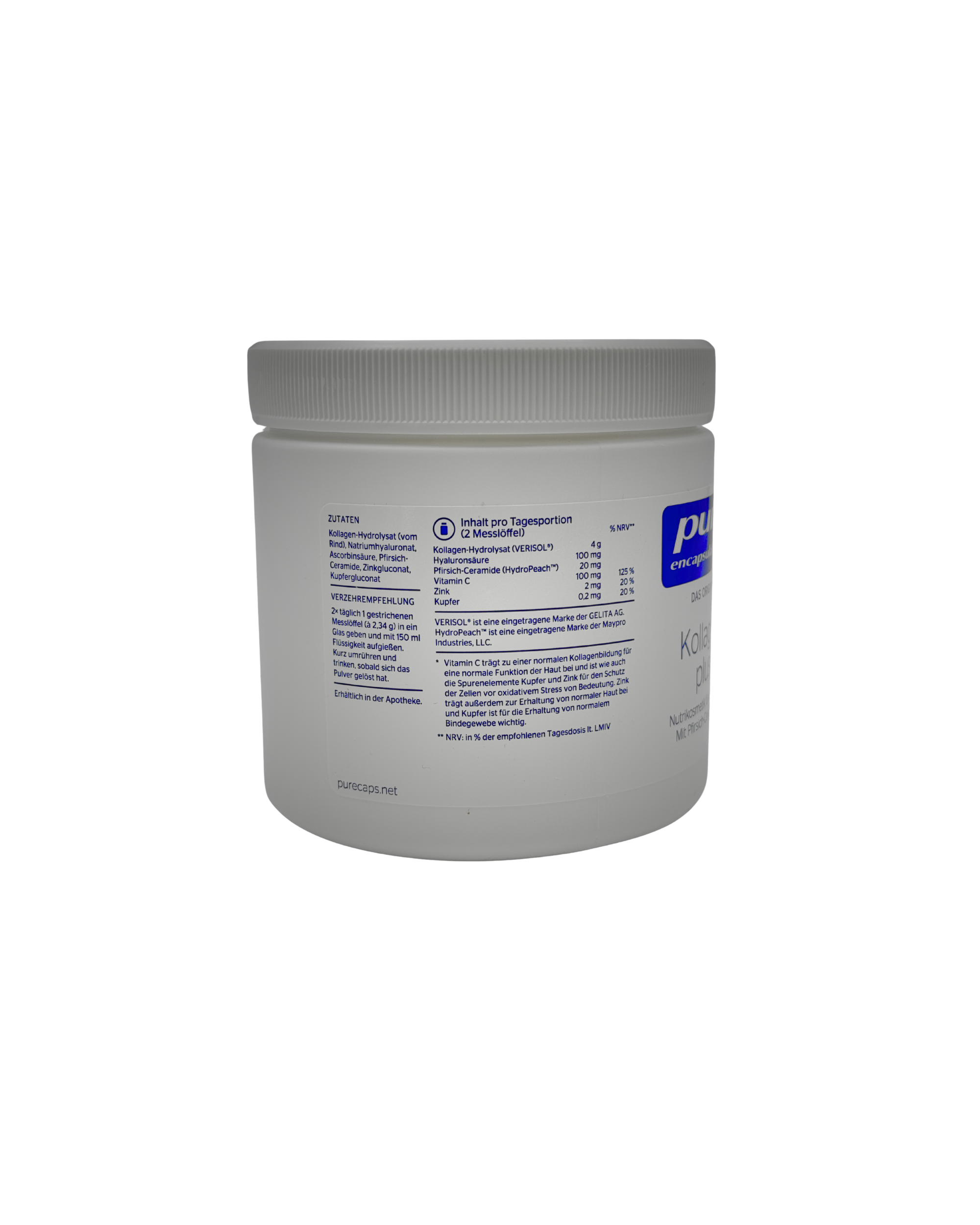 Pure Encapsulations Kollagen Plus – Kollagen-Hydrolysat, Hyaluronsäure & Ceramide 140 g