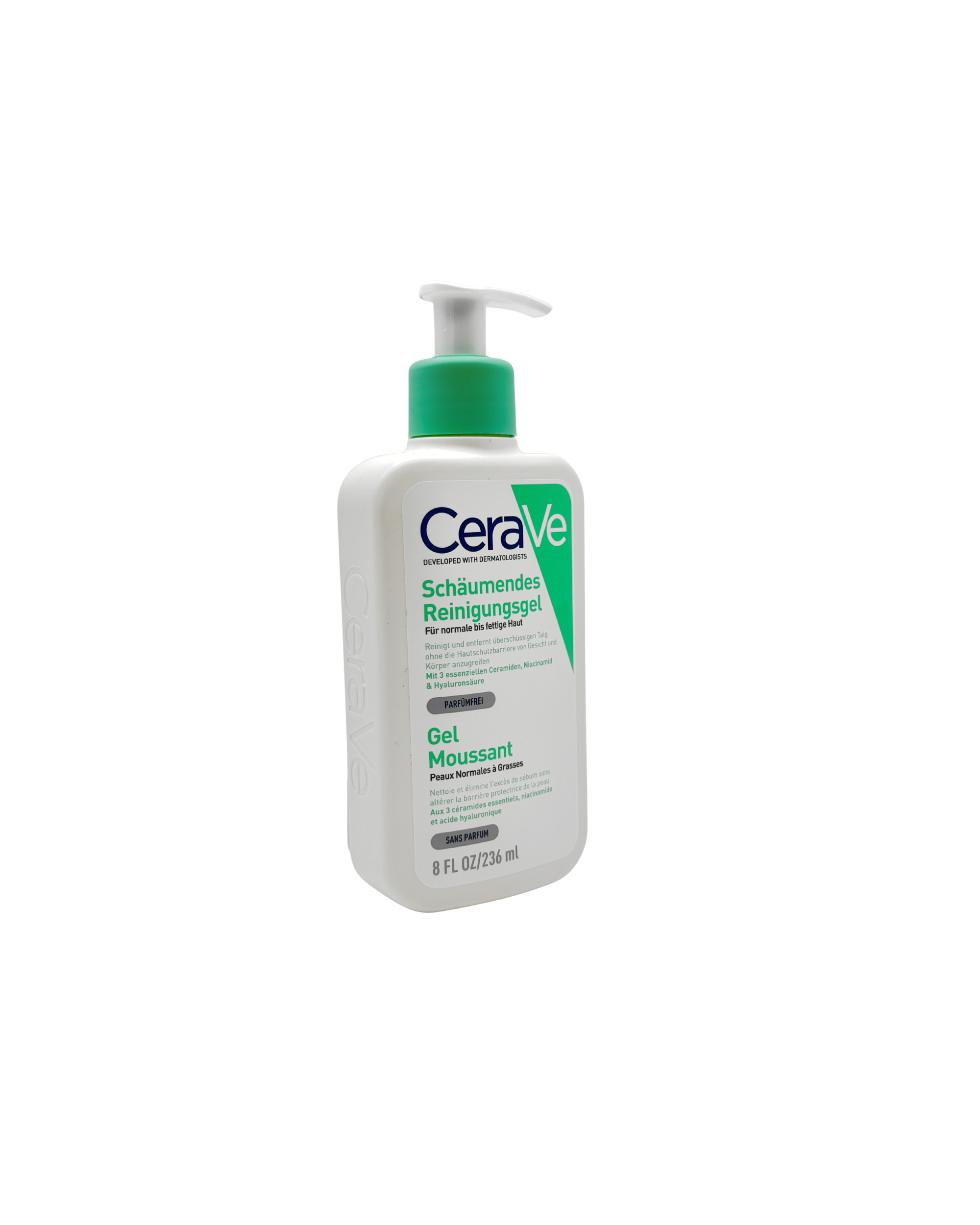 CeraVe Schäumendes Reinigungsgel für Gesicht & Körper – für normale bis fettige Haut, mit Ceramiden & Hyaluron, 236 ml