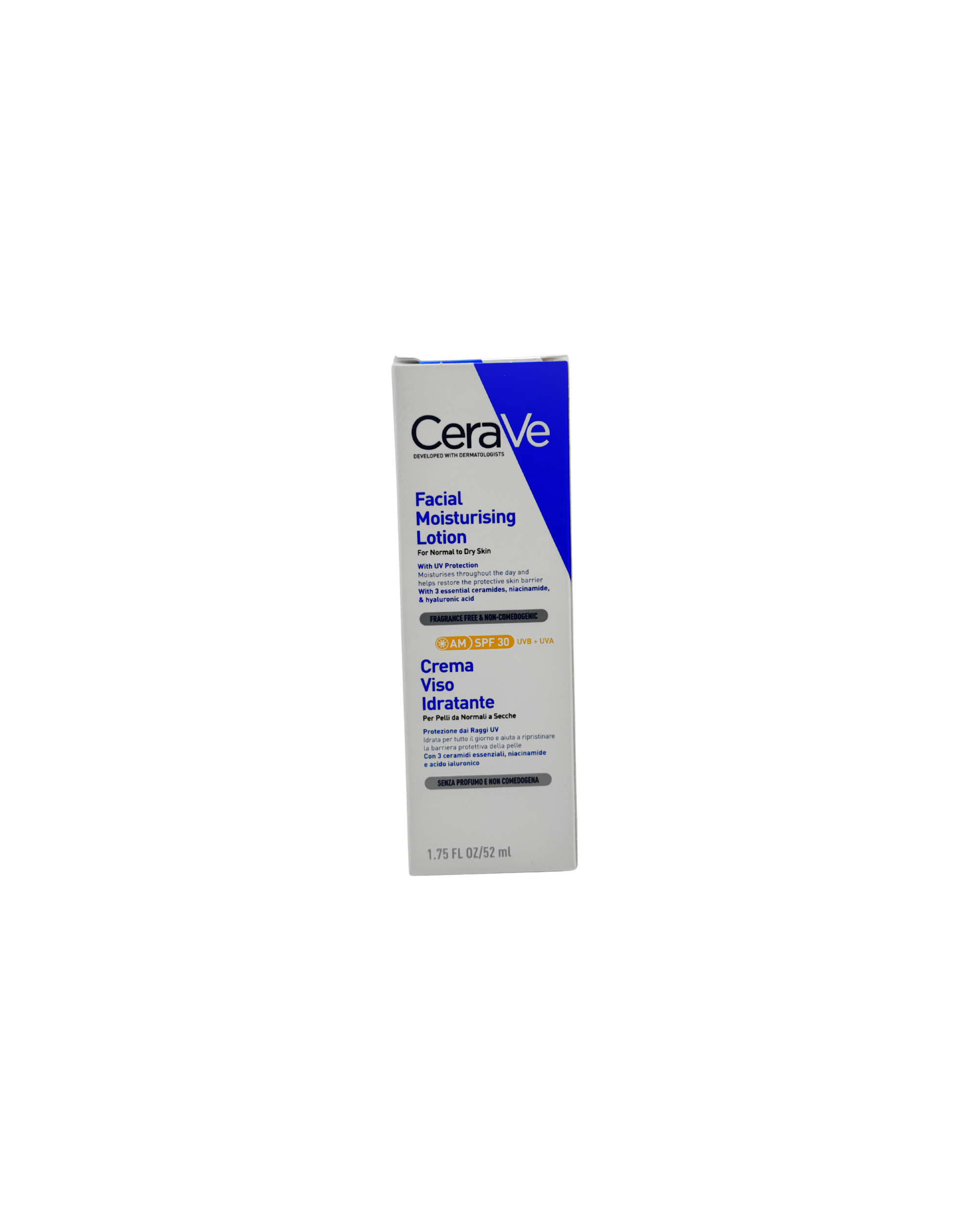 CeraVe Feuchtigkeitsspendende Gesichtscreme LSF 30 – Tagespflege mit UV-Schutz für normale bis trockene Haut, 52 ml