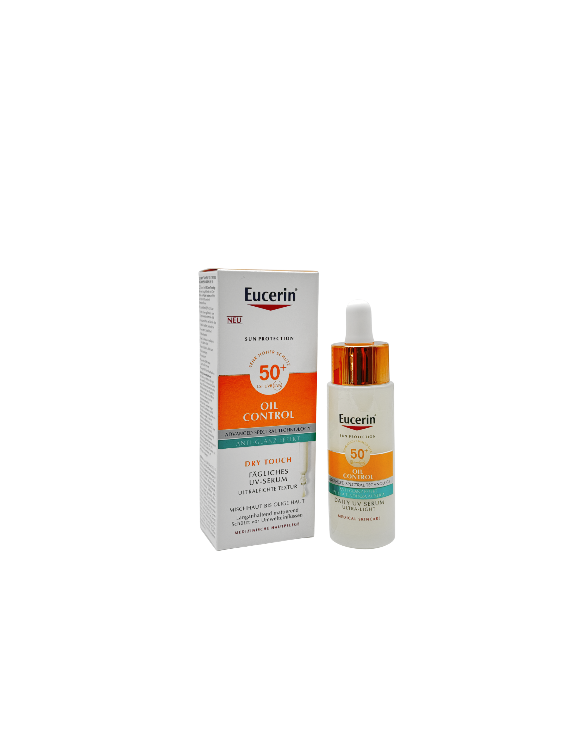 Eucerin Oil Control Face Sun Tägliches UV-Serum LSF 50+ – mattierendes Gesichtsserum mit Sonnenschutz & Blue-Light-Schut