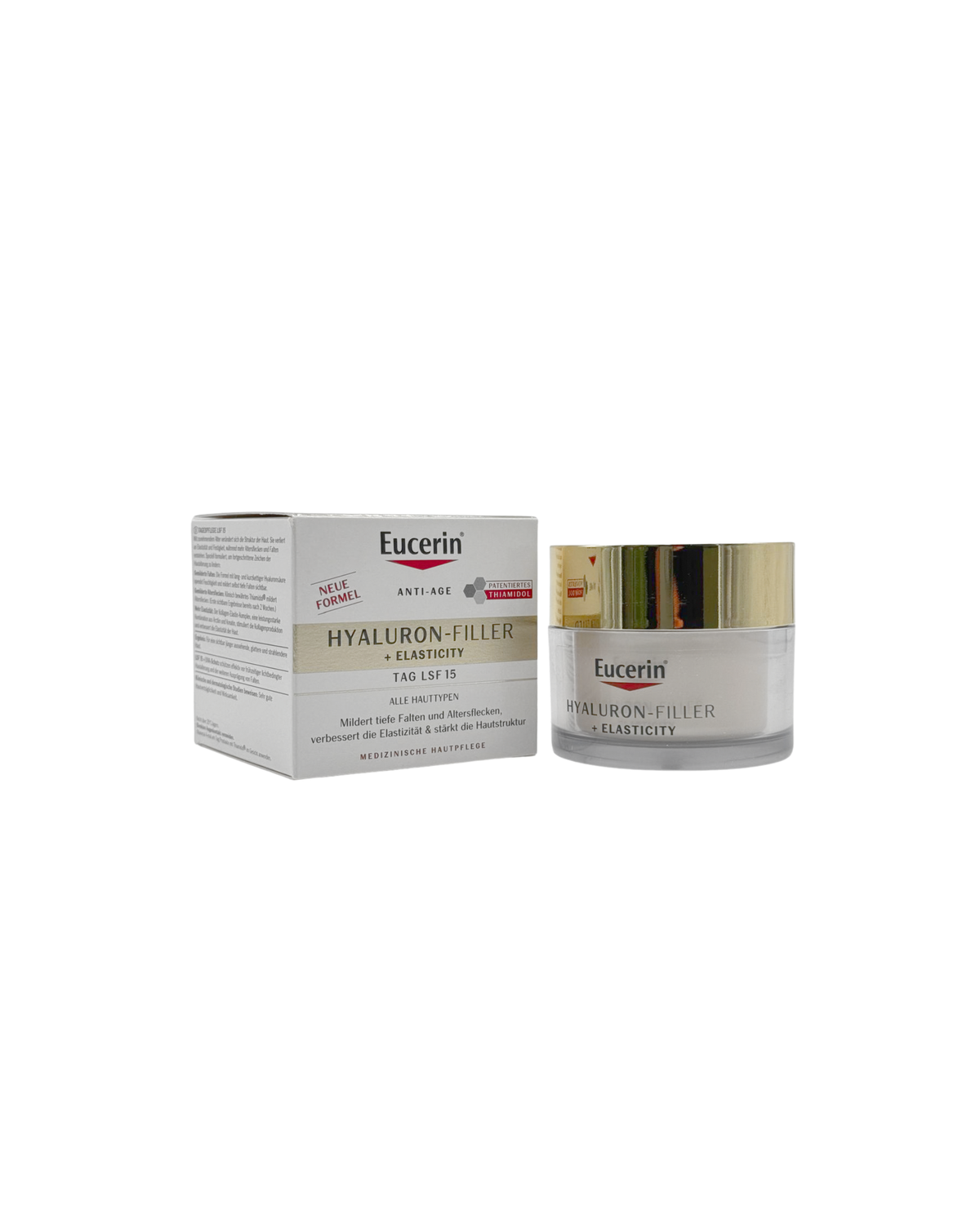 Eucerin Hyaluron-Filler +Elasticity Tagespflege LSF 15 – Anti-Aging Gesichtscreme mit Thiamidol & Hyaluron für reife Haut 50 ml