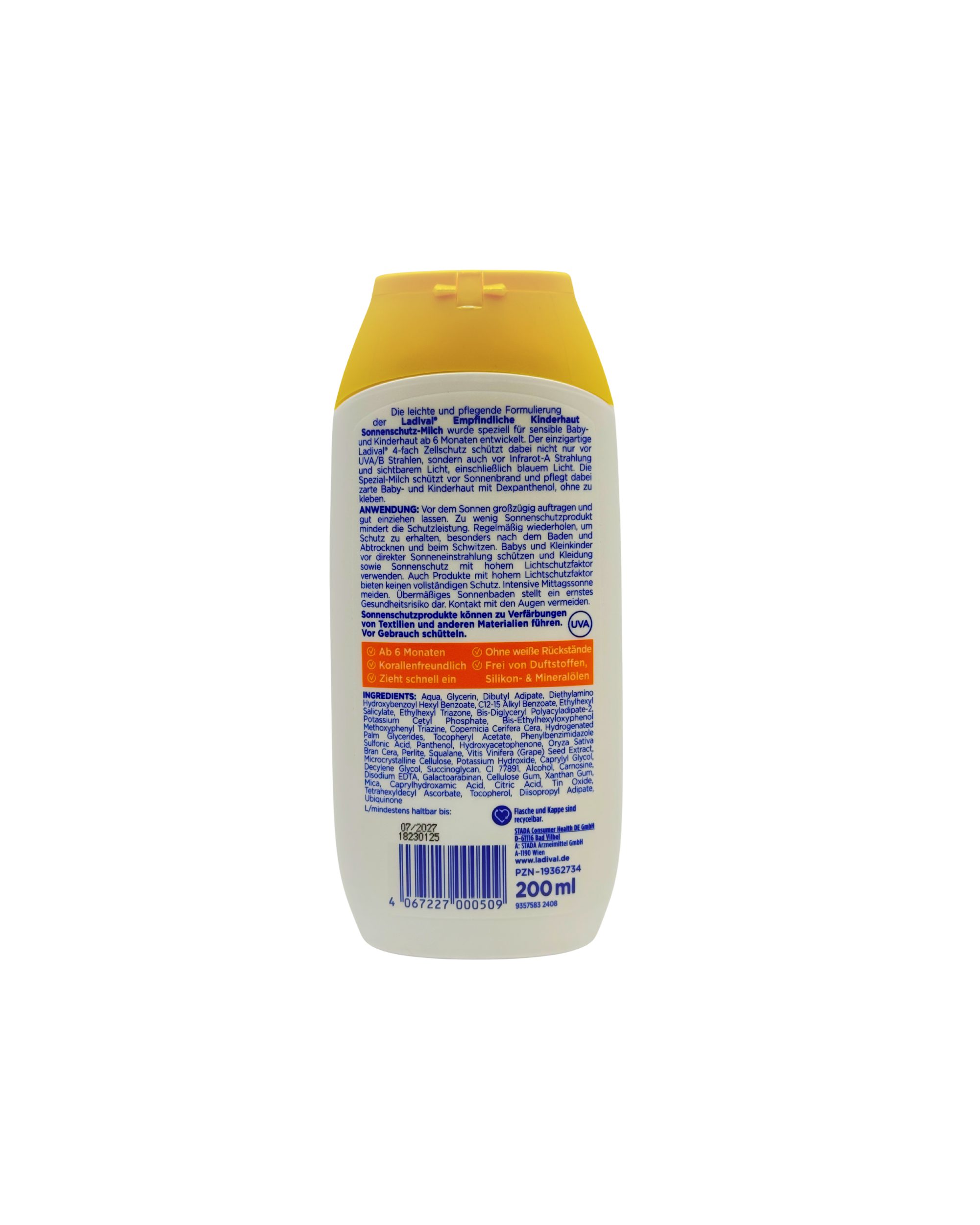 Ladival Empfindliche Kinderhaut Sonnenschutz Milch LSF 50+ – Sanfter Schutz ab 6 Monaten 200 ml