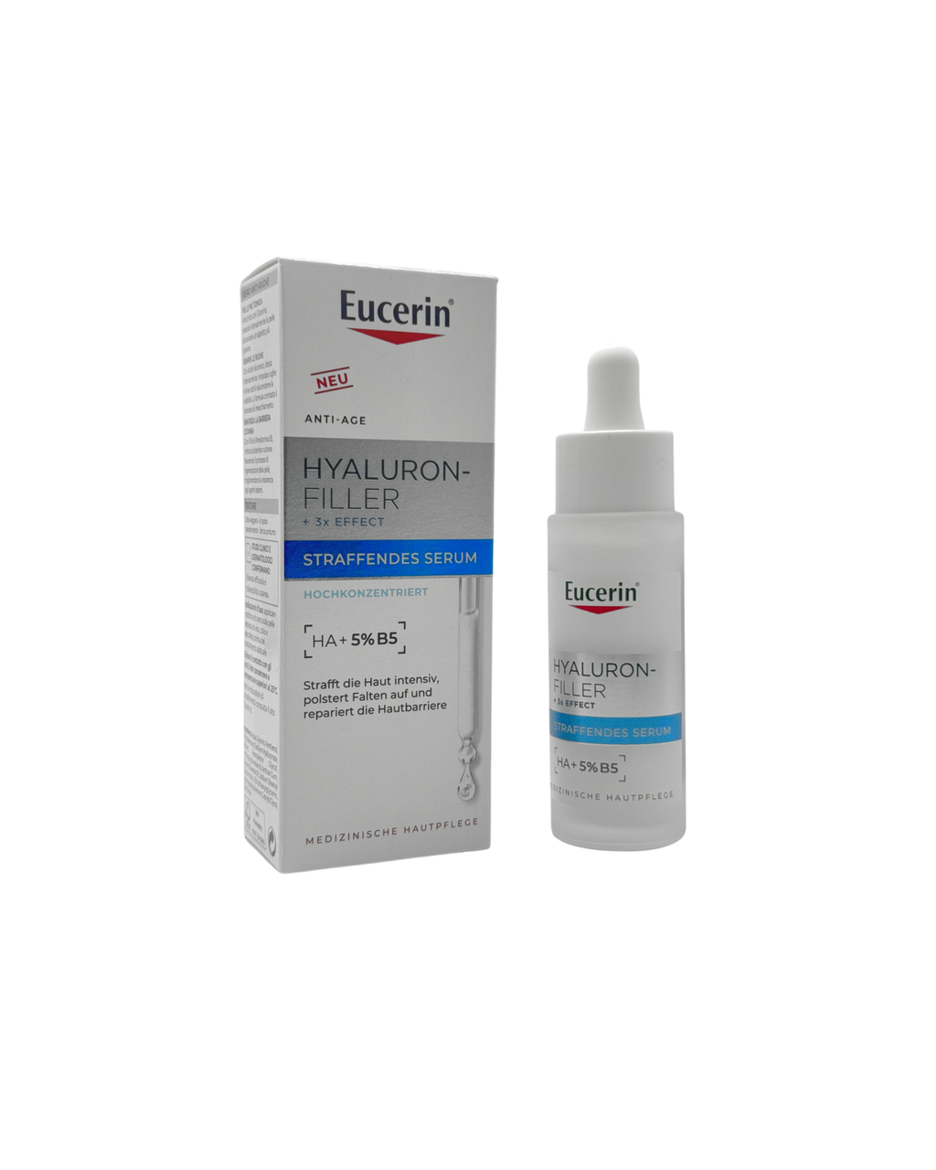 Eucerin Hyaluron-Filler + 3x Effect Straffendes Serum – Anti-Aging Gesichtsserum mit Hyaluron & Ectoin 30 ml