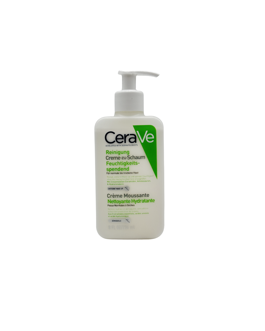 CeraVe Reinigung Creme-zu-Schaum – Hydratisierende Gesichtsreinigung & Make-up Entferner 236 ml