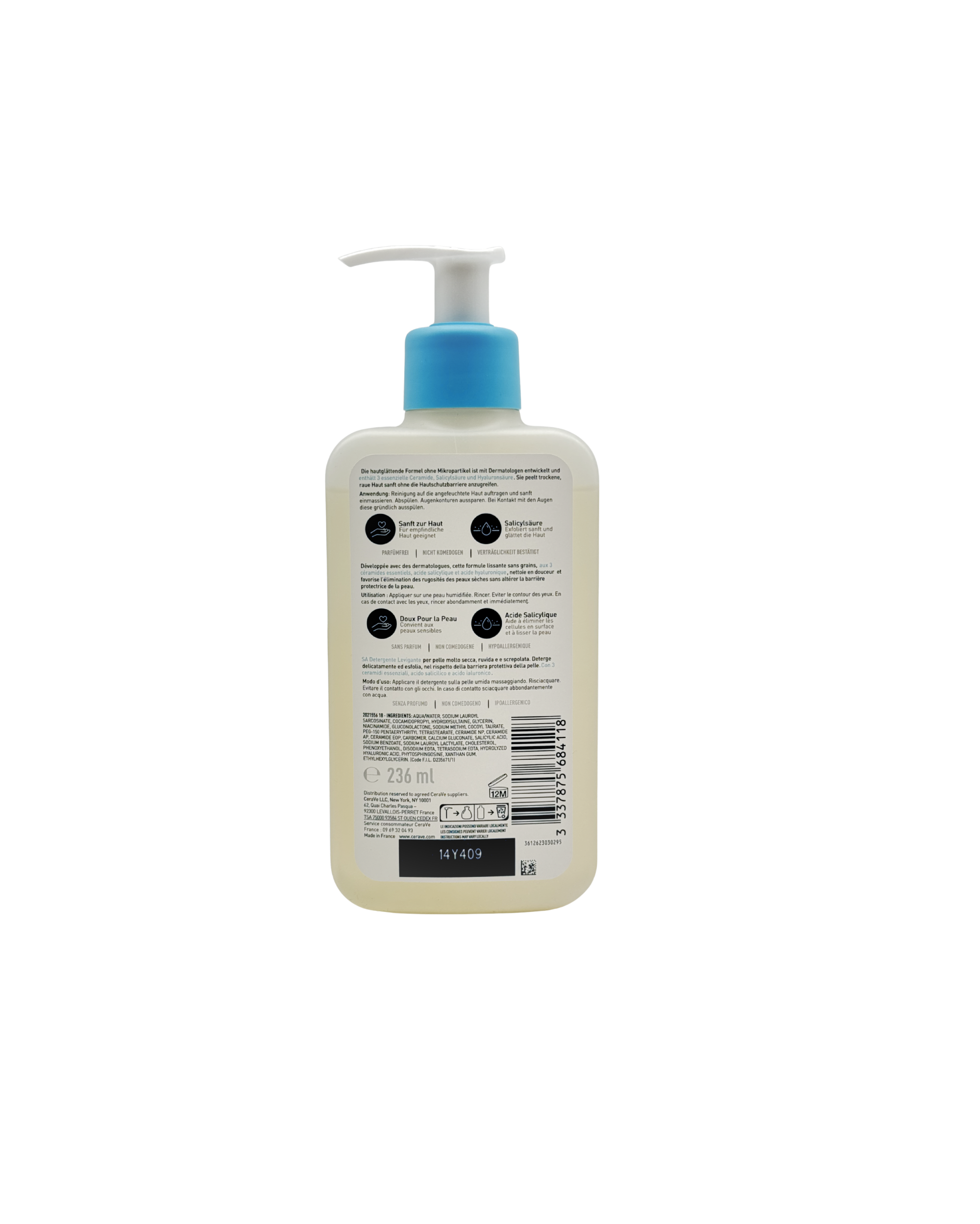 CeraVe SA Glättende Reinigung – Mildes Reinigungsgel & Sanftes Peeling 236 ml