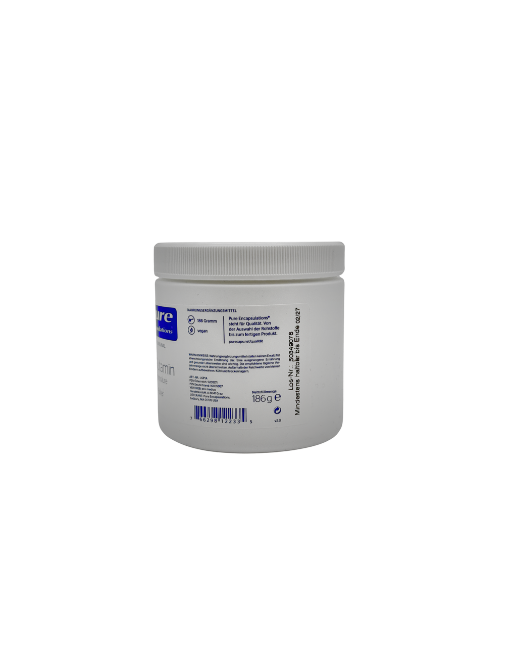 Pure Encapsulations L-Glutamin Pulver – 100% reine Aminosäure 186 g